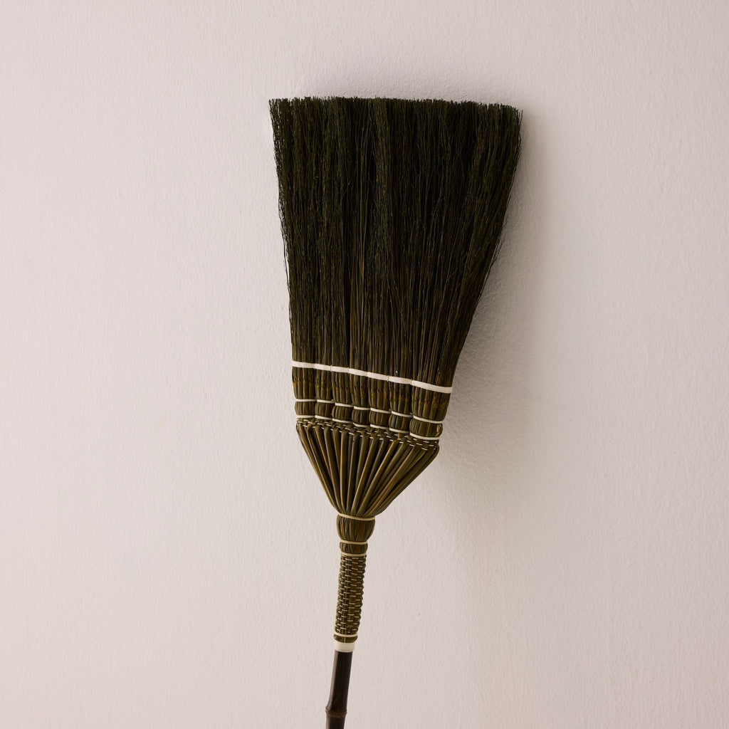 Bamboo Handle Broom - Olive & White