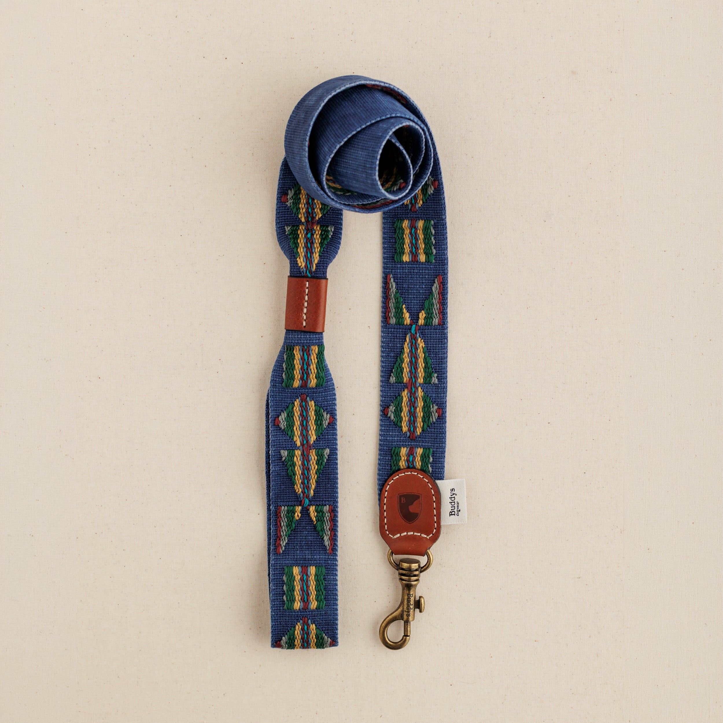 Etna Woven Cotton Dog Leash - Navy