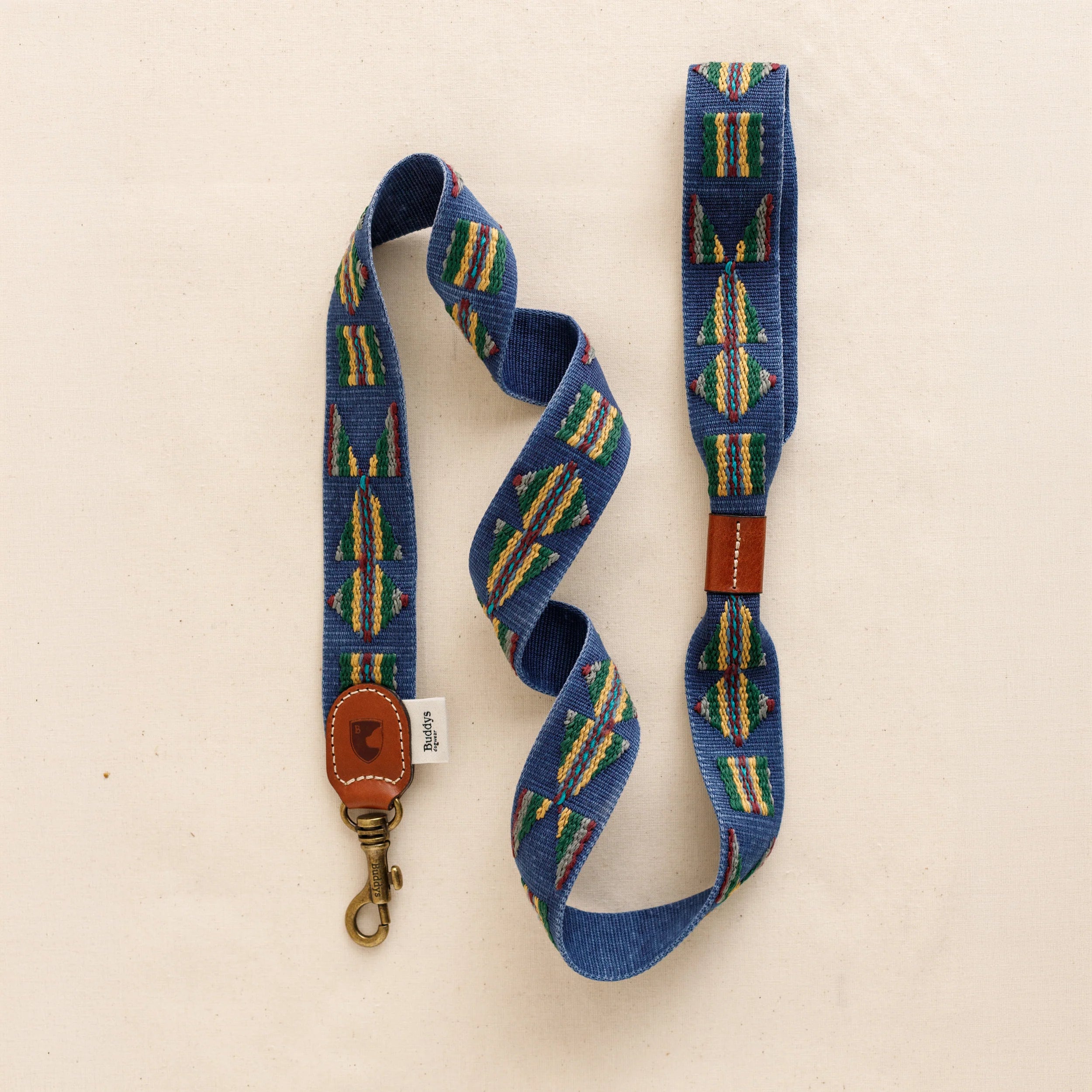 Etna Woven Cotton Dog Leash - Navy