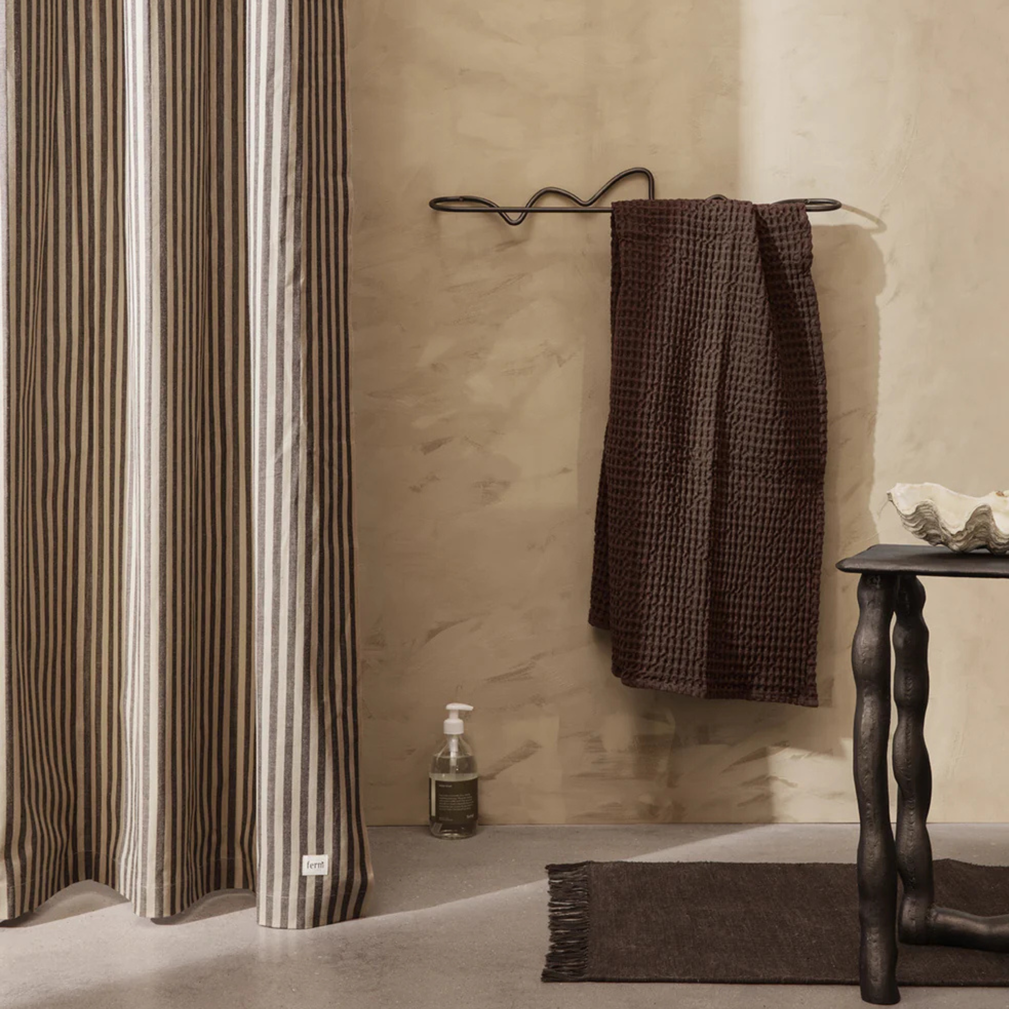 Organic Cotton Chambray Shower Curtain - Narrow Stripe