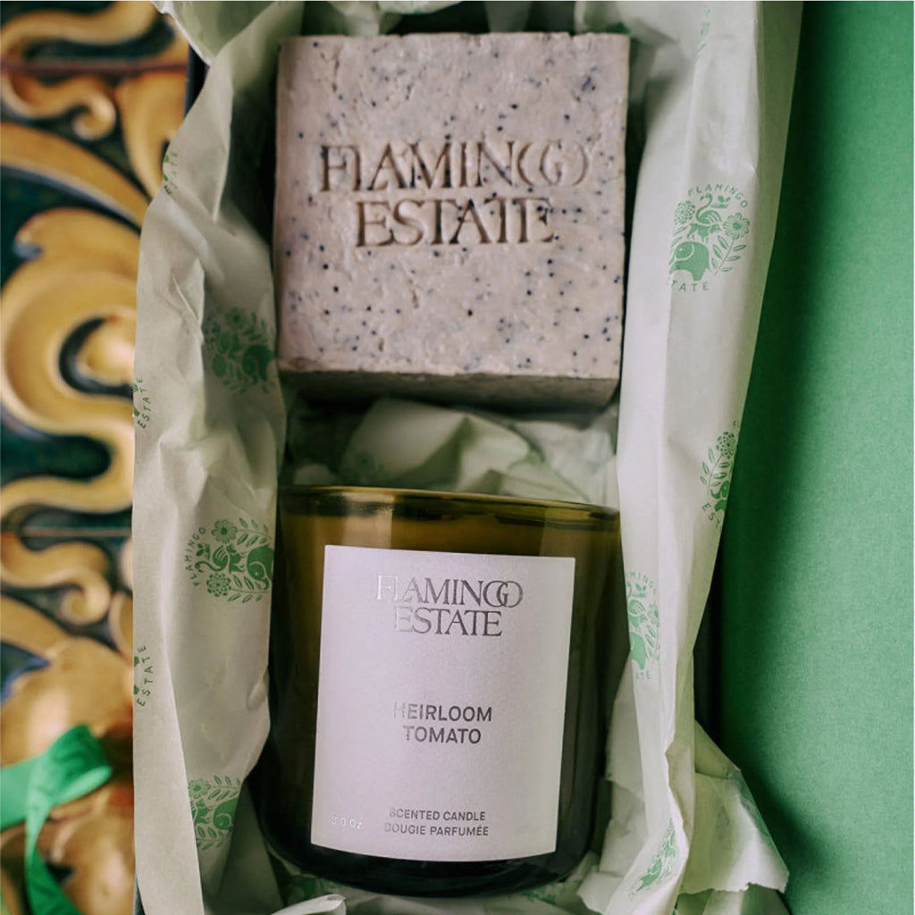 Bestsellers Set - Heirloom Tomato Candle & Exfoliating Peppermint Soap Brick