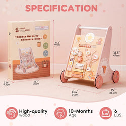 Wooden Baby Walker with Activity Center - Montessori Push Toy