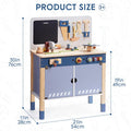 Wooden Toy Workbench with Tools & Chalkboard