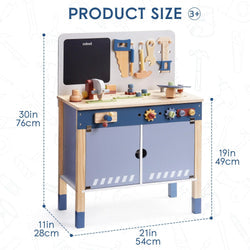 Wooden Toy Workbench with Tools & Chalkboard