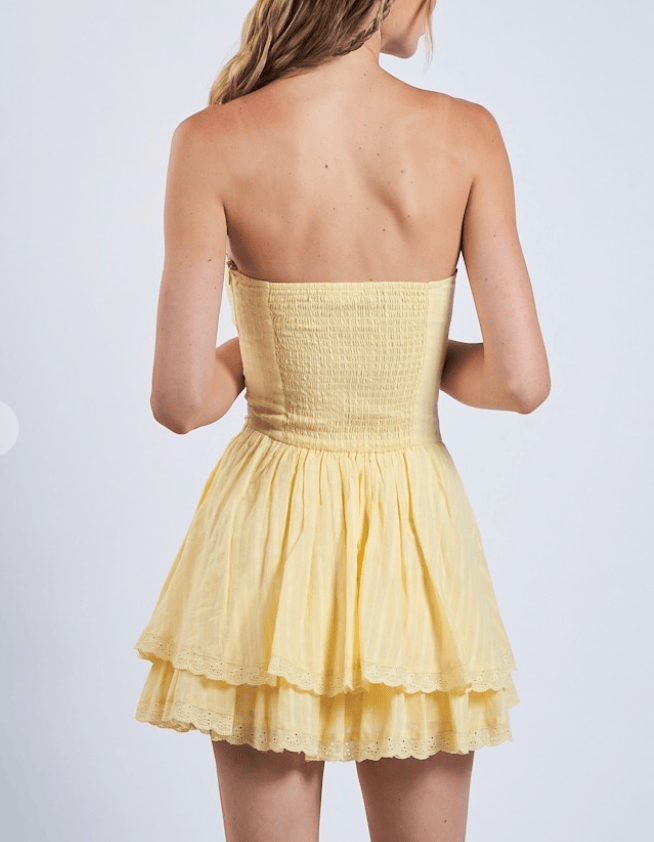Wandering Hearts Mini Dress - Yellow