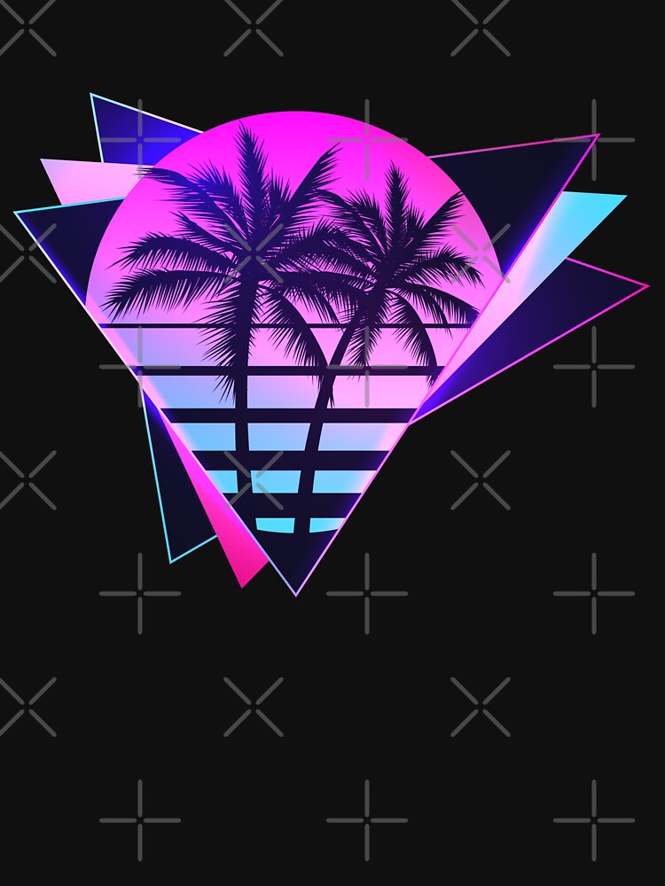 80s Retro Miami Neon Vaporwave Aesthetic Sunset by amos20111 Unisex T-shirt, Sweatshirt, Hoodie, Long Sleeve Tee